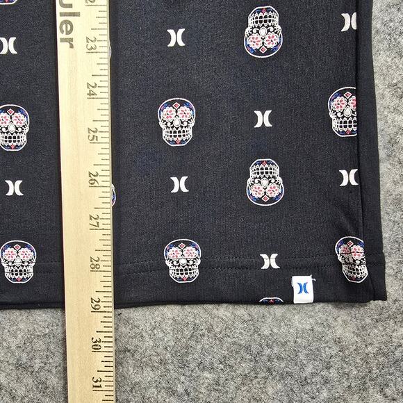 Hurley Black Graphic T-Shirt Mens Medium Day of the Dead Sugar Skull Calavera - Picture 8 of 9